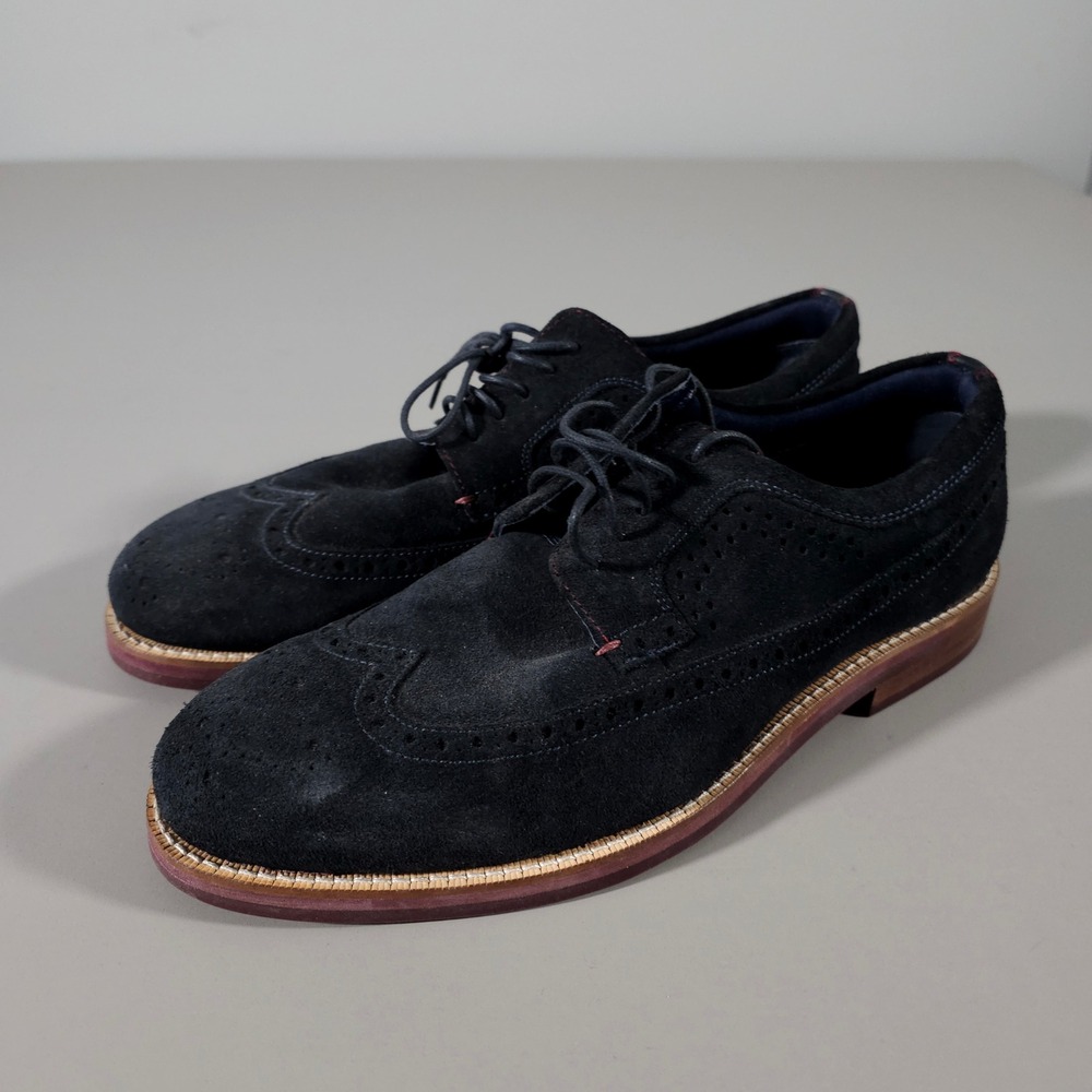 Ted Baker Deelans Oxford Mens 10 Navy Blue Suede Wingtip Brogue 9-18776